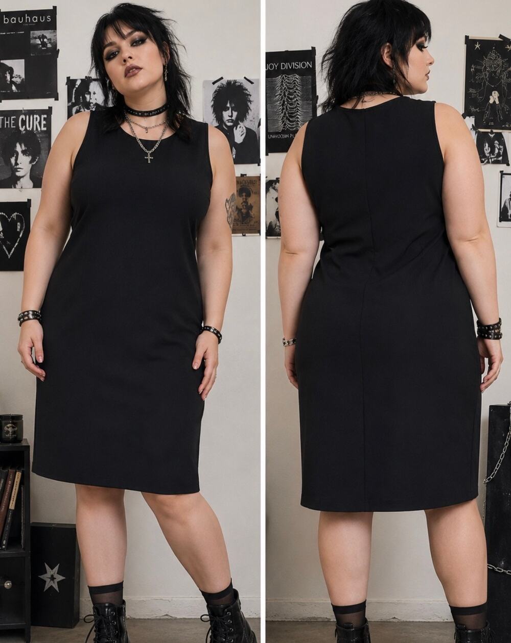 Vintage City Triangles Sleeveless Sheath mini Midi Dress Minimalist emo goth 18